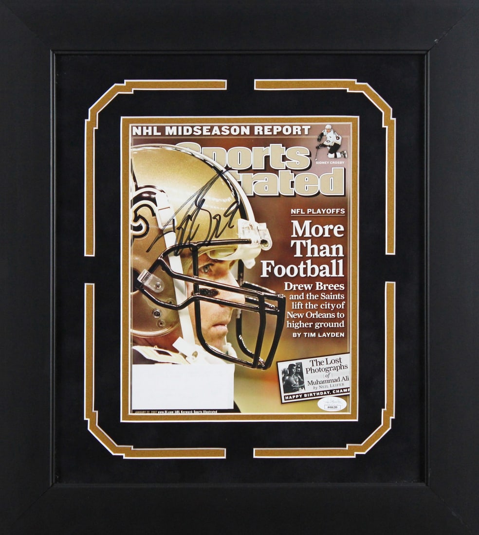 Framed 2007 Sports Illustrated Cover Signed by Drew Brees JSA: Framed 2007 Sports Illustrated Cover Signed by Drew Brees JSA Autographed and framed January 22, 2007 Sports Illustrated magazine cover personally signed by Drew Brees of the New Orleans Saints. This 