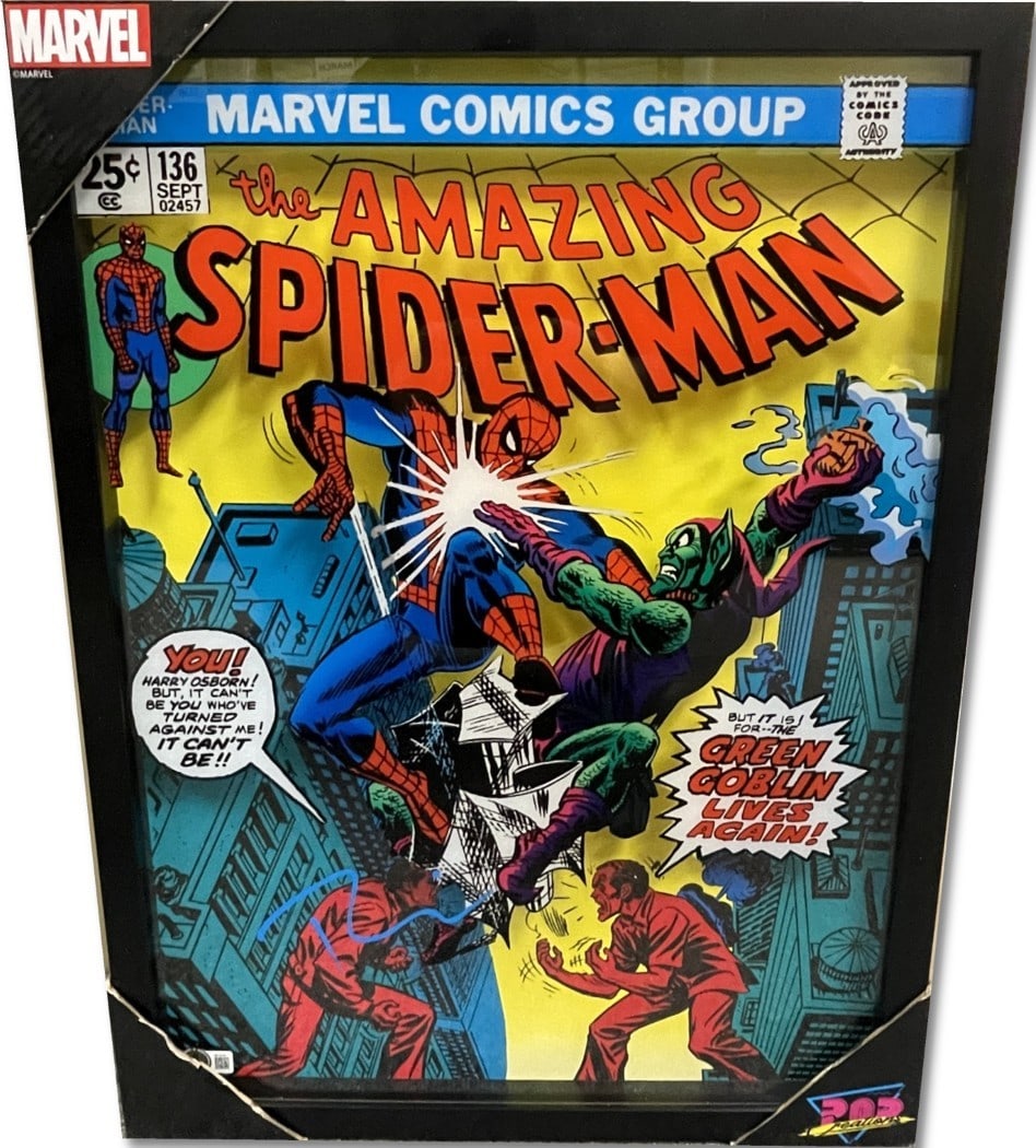 Tobey Maguire Signed Spider-Man Stained Glass Art Framed 15x20 Beckett Authenticated (1 of 4)