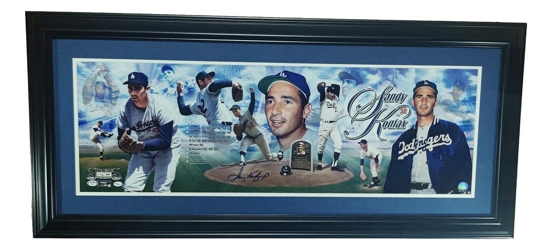 Framed 36x12 Sandy Koufax signed panoramic photo PSA DNA (1 of 3)