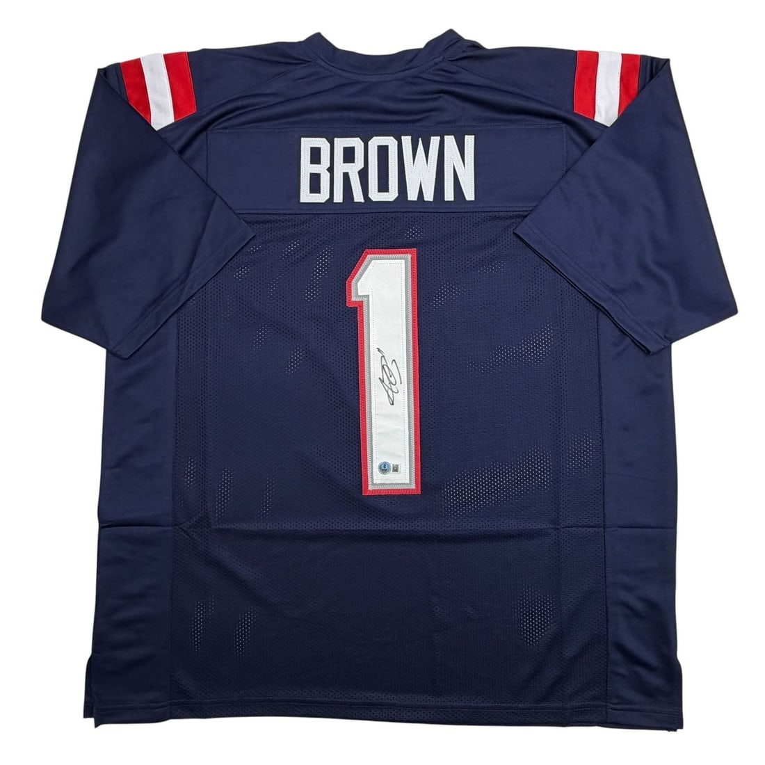 AJ Brown Signed Blue Custom Football Jersey Beckett COA: AJ Brown Signed Blue Custom Football Jersey Beckett COA Autographed AJ Brown custom blue football jersey with Beckett authentication. This original signed collectible features the player's name and nu