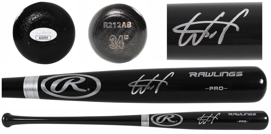 Rawlings Big Stick black baseball bat signed by Wander Franco JSA (1 of 8)