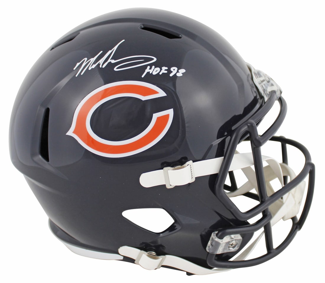 Mike Singletary autographed Chicago Bears Speed replica helmet HOF 98 Beckett (1 of 3)