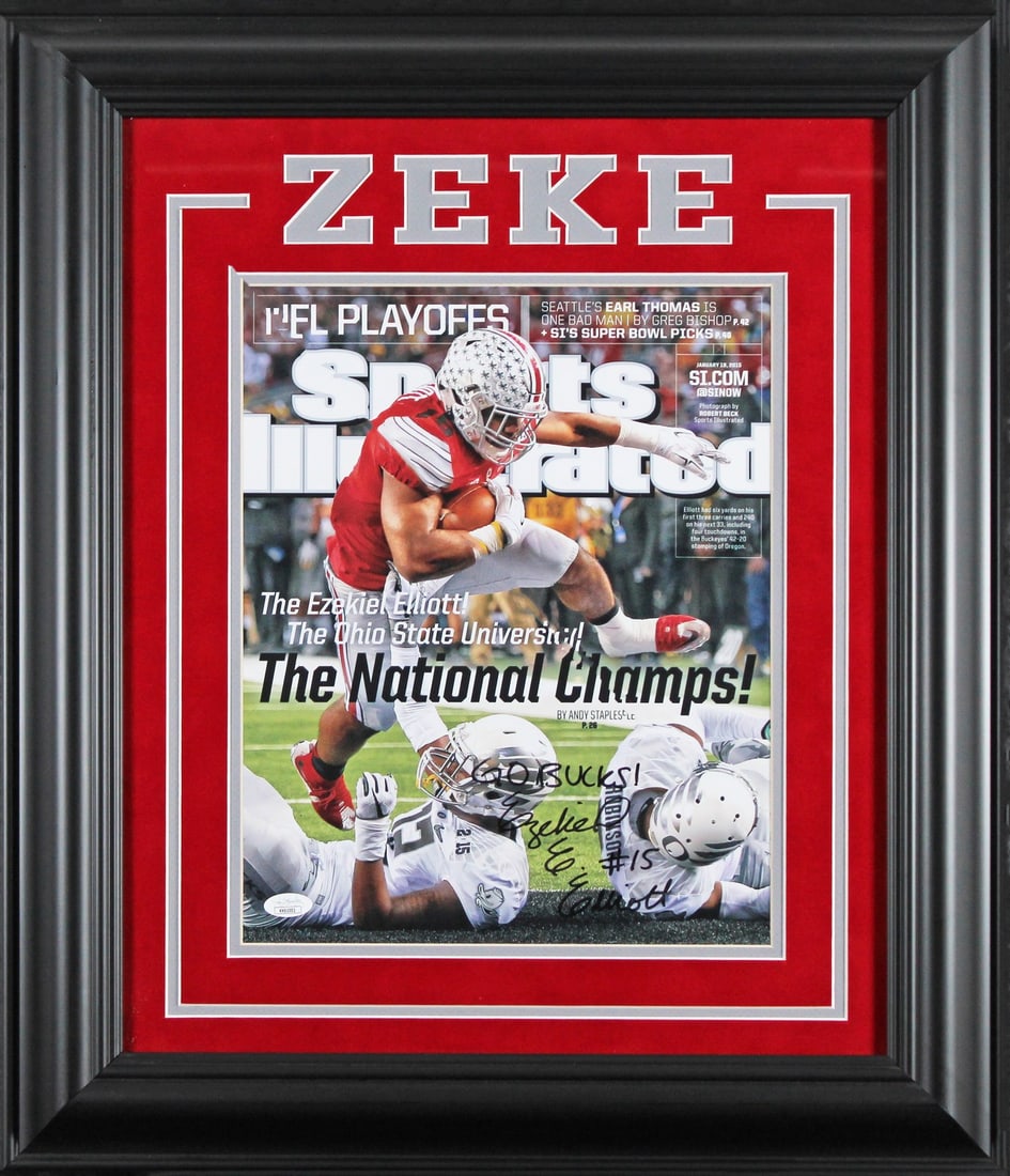 Framed 2015 Sports Illustrated Cover Signed by Ezekiel Elliott JSA (1 of 2)