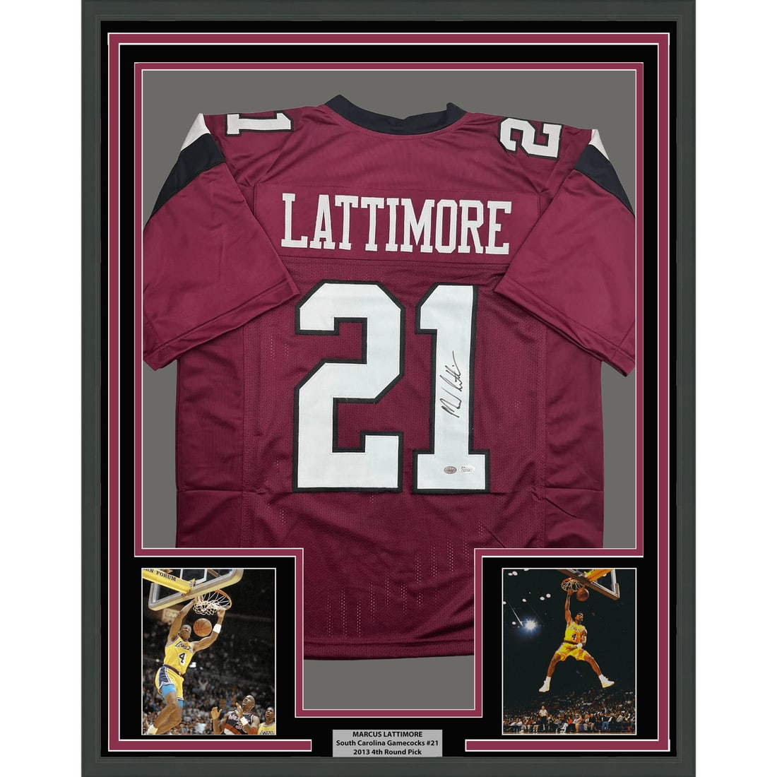 Marcus Lattimore Signed South Carolina Gamecocks Framed Jersey JSA 35x39 (1 of 2)