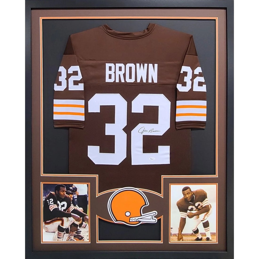 Jim Brown Autographed Framed Jersey JSA Certified Cleveland Browns: Jim Brown Autographed Framed Jersey JSA Certified Cleveland Browns This autographed Jim Brown framed jersey is a stunning tribute to one of football's greatest legends. The jersey is authenticated by 