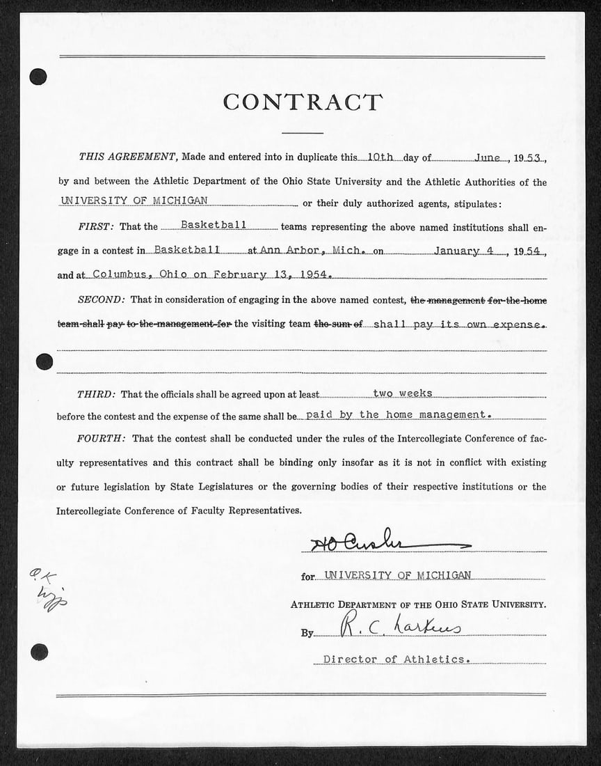 Fritz Crisler Signed Michigan Football Contract PSA Authenticated (1 of 2)