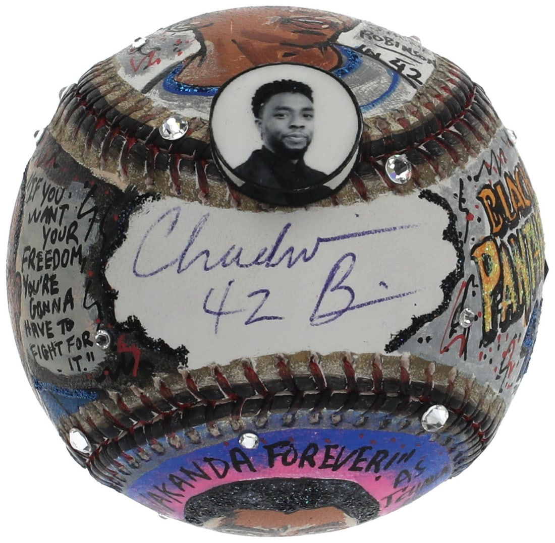 PSA DNA authenticated Chadwick Boseman signed baseball Charles Fazzino pop art (1 of 9)