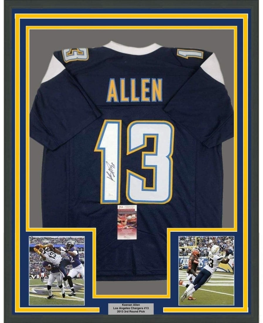 Keenan Allen autographed framed Chargers blue jersey JSA 35x39 (1 of 2)