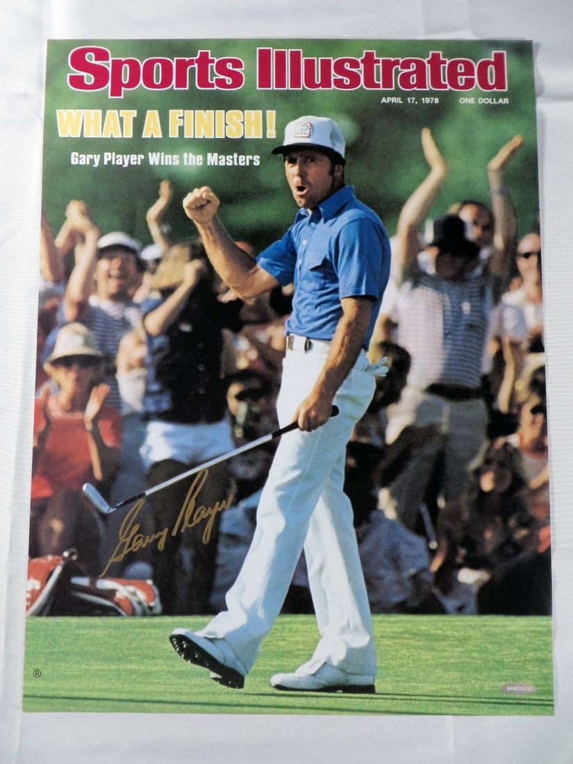 Upper Deck Authenticated Gary Player Autographed 15X20 Golf Photo: Upper Deck Authenticated Gary Player Autographed 15X20 Golf Photo Original 15x20 golf photo featuring Gary Player on a Sports Illustrated cover commemorating his 1978 Masters win. This pre-owned piece