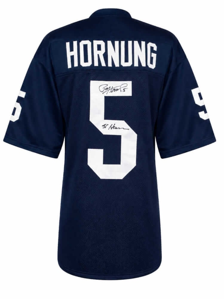 Autographed Paul Hornung Navy Throwback Football Jersey 56 Heisman (1 of 2)