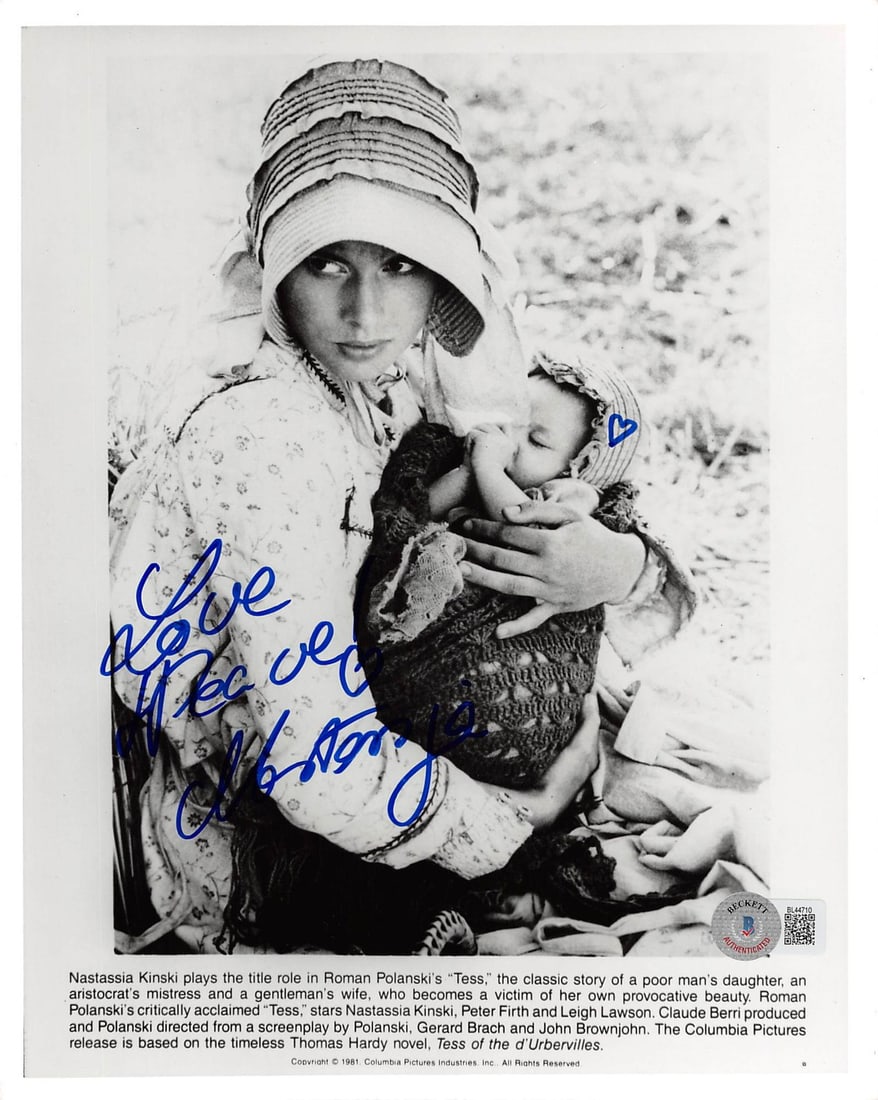 Nastassja Kinski Signed Photo Love Inscription Beckett Authenticated: Nastassja Kinski Signed Photo Love Inscription Beckett Authenticated This is an authentic, autographed photograph of Nastassja Kinski from the movie Tess, featuring the heartfelt inscription "Love." T