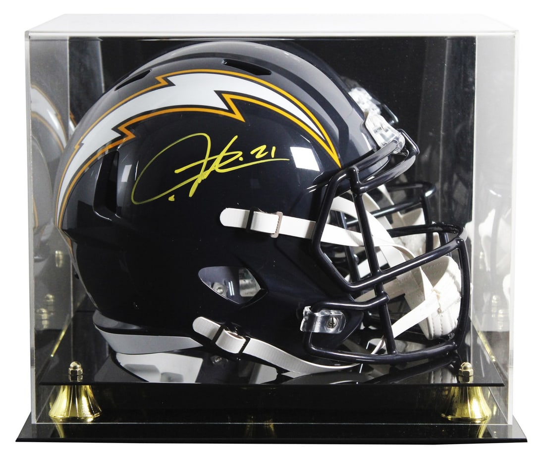 BAS Witnessed LaDainian Tomlinson Signed Chargers Throwback Speed Replica Helmet Case (1 of 4)