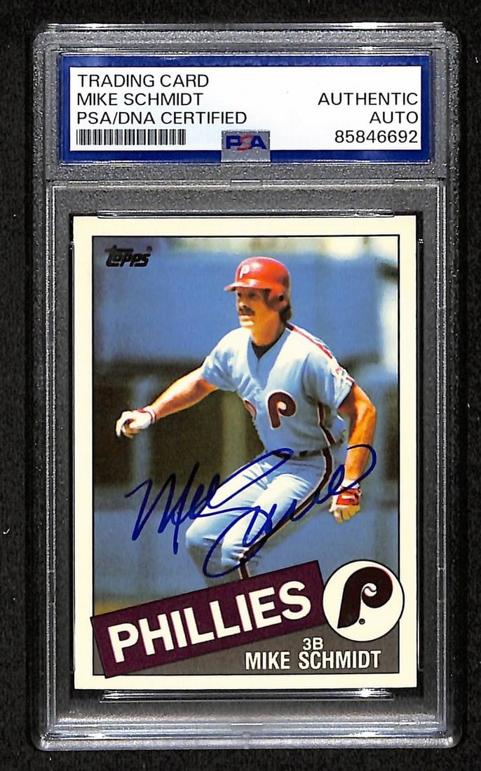Mike Schmidt 1985 Topps Tiffany Phillies HOF Signed PSA DNA Card #500 (1 of 2)