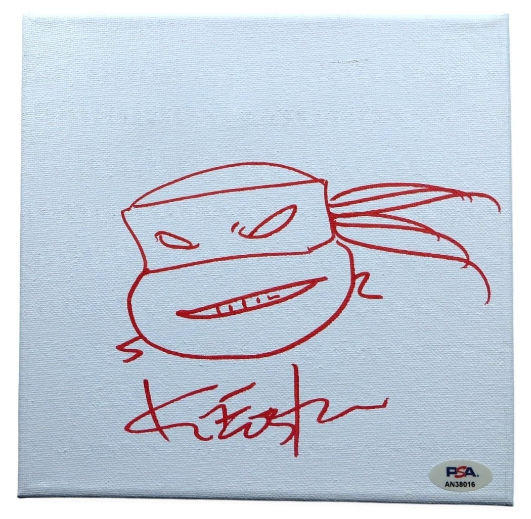PSA DNA Kevin Eastman Signed TMNT Canvas Sketch 8 X 8 (1 of 1)