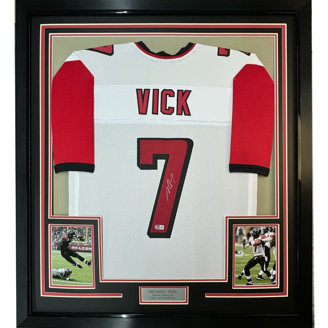 PSA Authenticated Michael Vick Framed Atlanta Falcons White Jersey 35x39 (1 of 2)