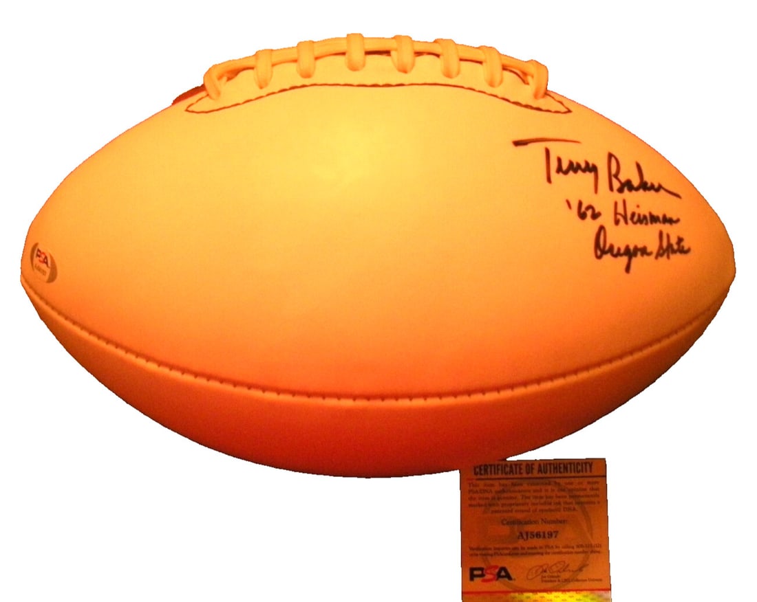 Football Signed by Tery Baker Oregon State PSA DNA Authenticated 1962 Heisman (1 of 2)