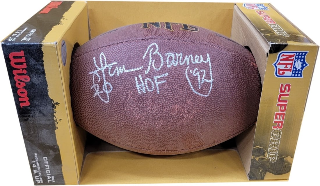 Lem Barney Autographed Football HOF 92 Detroit Lions JSA Certified (1 of 4)