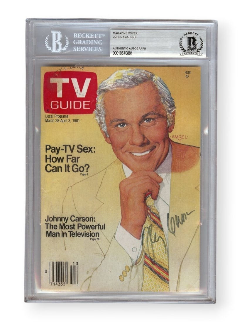 Johnny Carson TV Guide magazine cover signed Beckett authenticated (1 of 1)