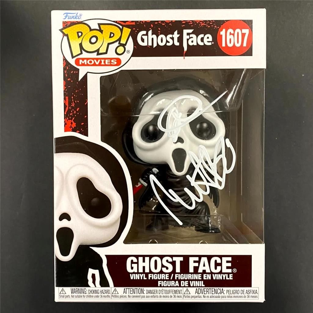 Scream Ghost Face Funko Pop autographed by Matt Bettinelli-Olpin and Tyler Gillett BAS: Scream Ghost Face Funko Pop autographed by Matt Bettinelli-Olpin and Tyler Gillett BAS This Scream Ghost Face Funko Pop is signed by Matt Bettinelli-Olpin and Tyler Gillett. The autograph is authentic