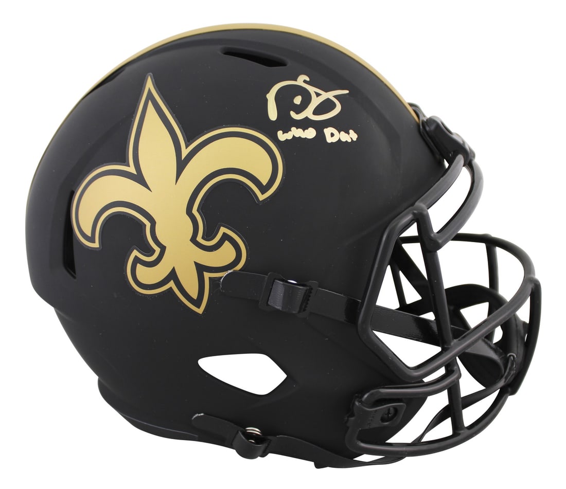 Darren Sproles Autographed Saints Eclipse Replica Helmet With Who Dat Inscription BAS: Darren Sproles Autographed Saints Eclipse Replica Helmet With Who Dat Inscription BAS This is an Eclipse alternate full-size Speed replica helmet, personally signed by Darren Sproles of the New
