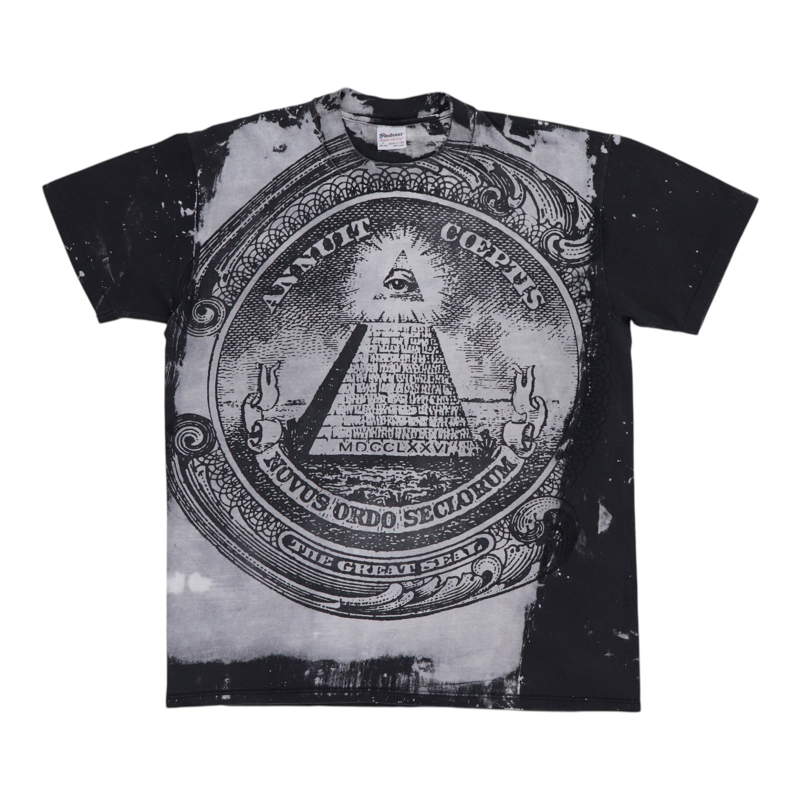 Mosquitohead Illuminati Vintage T Shirt Black Cotton Large 1990s: Mosquitohead Illuminati Vintage T Shirt Black Cotton Large 1990s Authentic original vintage 1990s Illuminati Mosquitohead shirt in black cotton. This is a true vintage shirt, not a modern reproduction