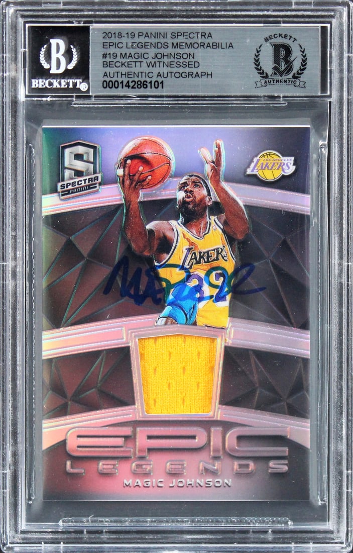 Magic Johnson Signed 2018 Panini Spectra Epic Legends #19 Card Gem Mint 10 Beckett Authenticated (1 of 2)