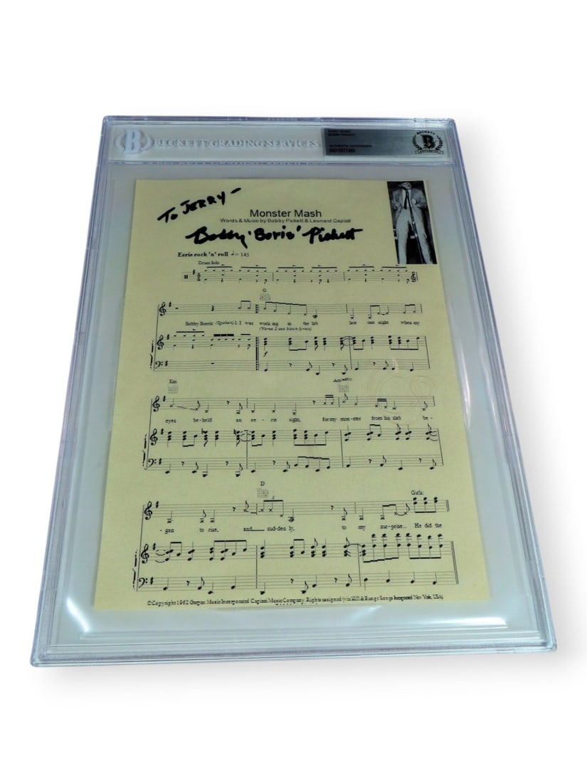 Beckett Authenticated Bobby Boris Pickett signed Monster Mash sheet music (1 of 3)