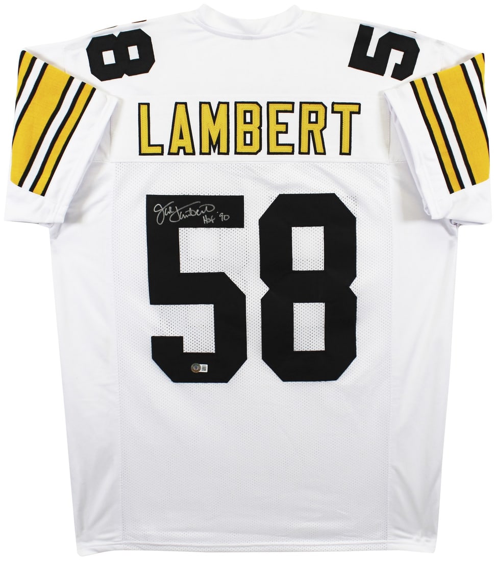 Jack Lambert signed white jersey HOF 90 Beckett BAS witnessed (1 of 3)