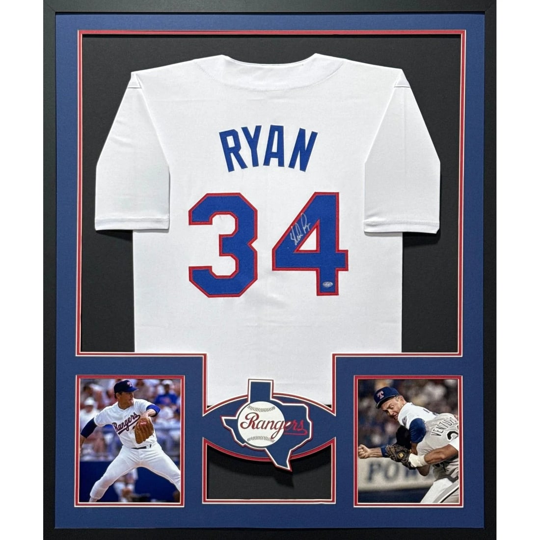 Framed Texas Rangers Jersey Autographed by Nolan Ryan with Nolan COA (1 of 2)