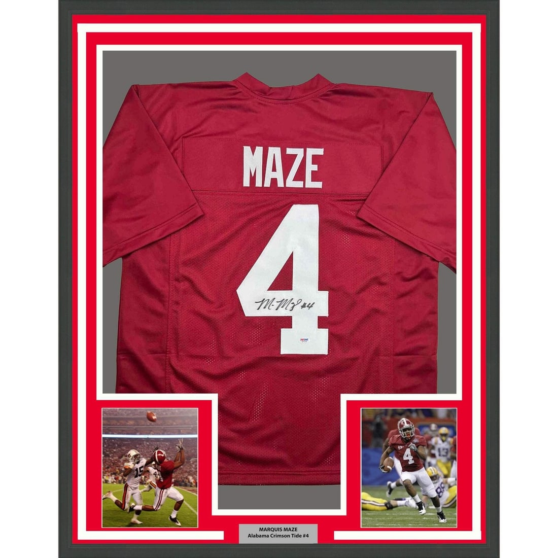 Framed 35x39 Marquis Maze Signed Alabama Crimson Tide Red Jersey (1 of 2)