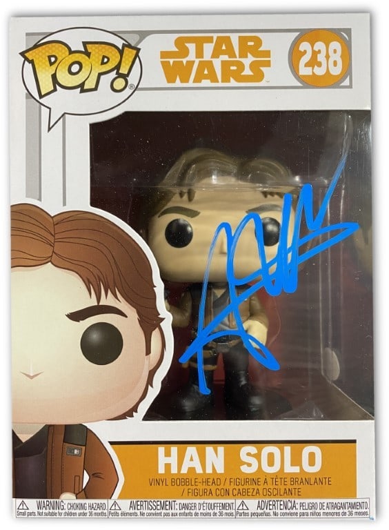 Han Solo Funko Pop Signed by Alden Ehrenreich JSA Authenticated Star Wars Collectible: Han Solo Funko Pop Signed by Alden Ehrenreich JSA Authenticated Star Wars Collectible This is a pre-owned original Funko Pop! collectible figure from Star Wars, signed by Alden Ehrenreich, who played 