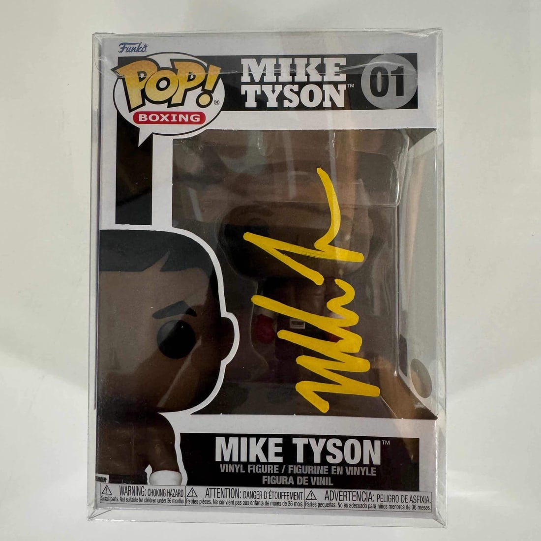 Mike Tyson Autographed Funko Pop Boxing #01 JSA Authenticated: Mike Tyson Autographed Funko Pop Boxing #01 JSA Authenticated Celebrate the legacy of boxing legend Mike Tyson with this autographed Funko Pop figurine, numbered #01. This collectible piece features a