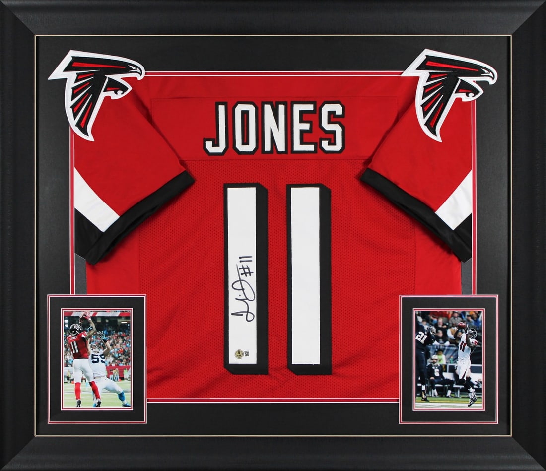 Julio Jones Signed Red Framed Jersey Atlanta Falcons BAS Authenticated: Julio Jones Signed Red Framed Jersey Atlanta Falcons BAS Authenticated Celebrate your fandom with this authentic signed red pro style framed jersey of Julio Jones from the Atlanta Falcons. This impres