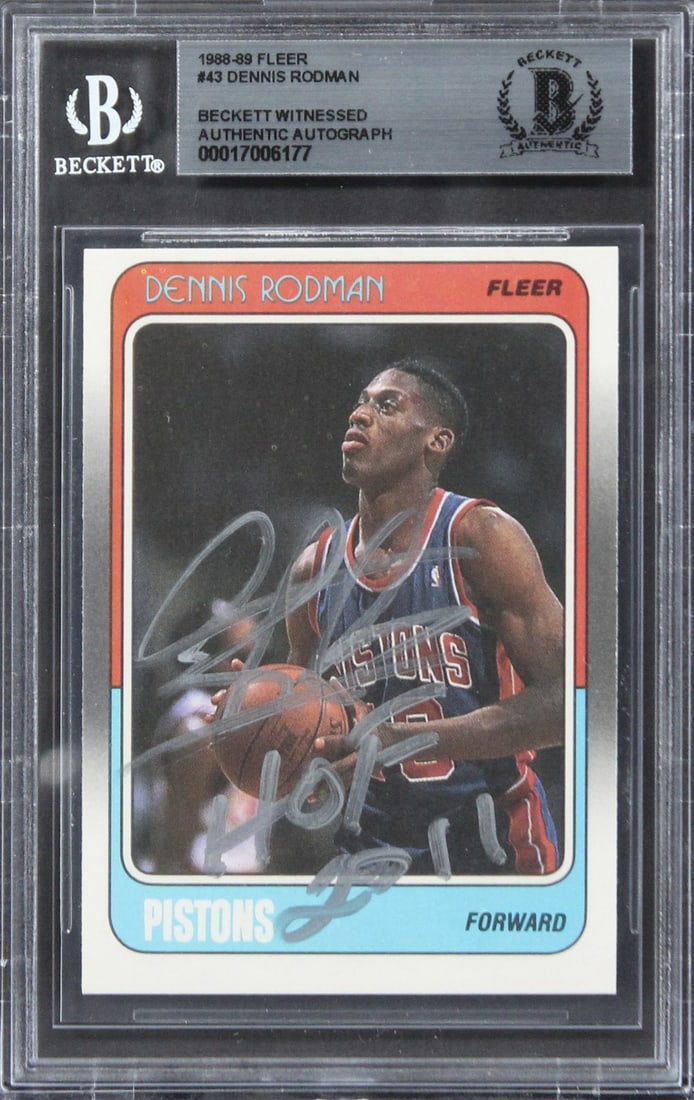 Dennis Rodman autographed 1988 Fleer 43 rookie card BAS authenticated (1 of 2)