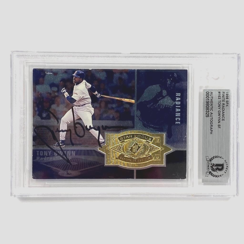 Tony Gwynn 1998 SPX Finite Radiance 163 autographed baseball card BAS (1 of 4)