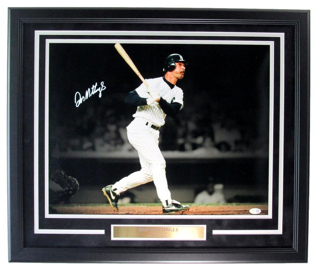 Framed 16x20 Don Mattingly Signed Yankees Photo JSA Witness (1 of 3)