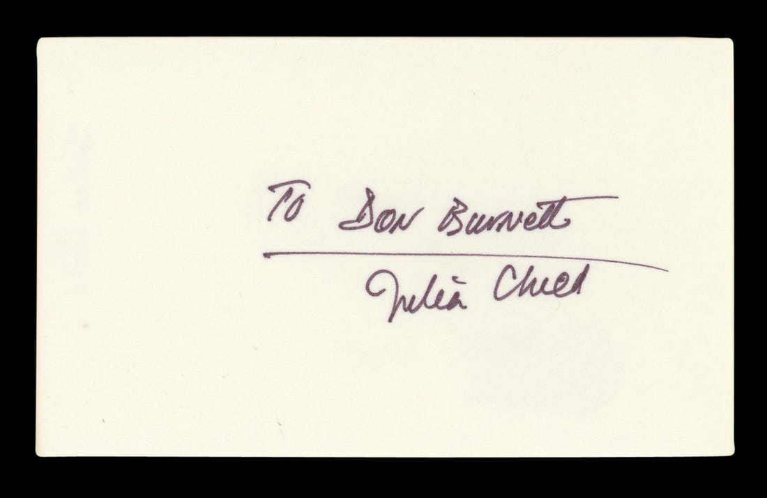 Julia Child signed 3x5 index card inscribed To Don Burnett BAS (1 of 5)
