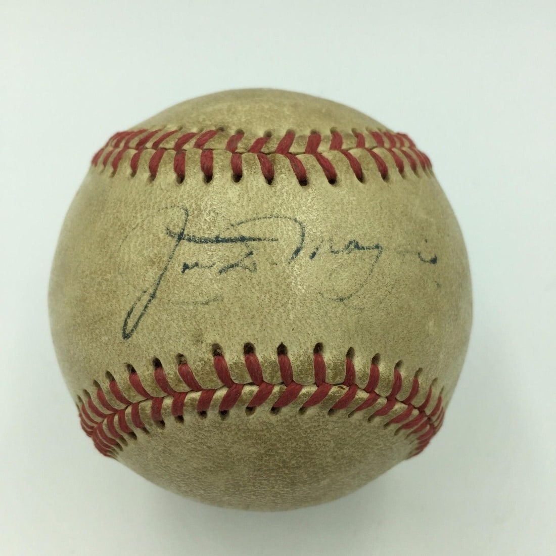 1944 Joe DiMaggio single signed PCL game used baseball JSA: 1944 Joe DiMaggio single signed PCL game used baseball JSA This is a rare 1944 Pacific Coast League baseball, game used and single signed by Joe DiMaggio during his playing days. The autograph is auth