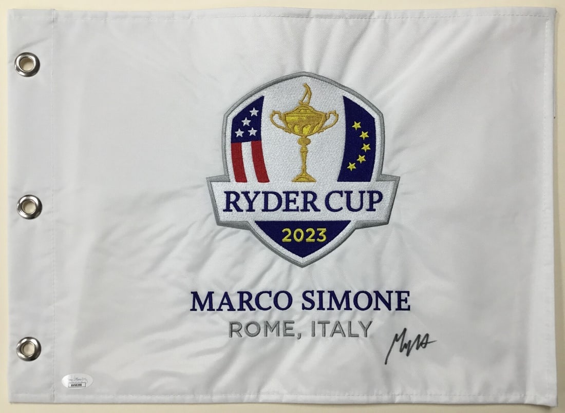 Max Homa Signed 2023 Ryder Cup Flag JSA Authenticated: Max Homa Signed 2023 Ryder Cup Flag JSA Authenticated Celebrate the thrilling atmosphere of the 2023 Ryder Cup with this officially licensed pin flag, signed by PGA star Max Homa. This unique collecti