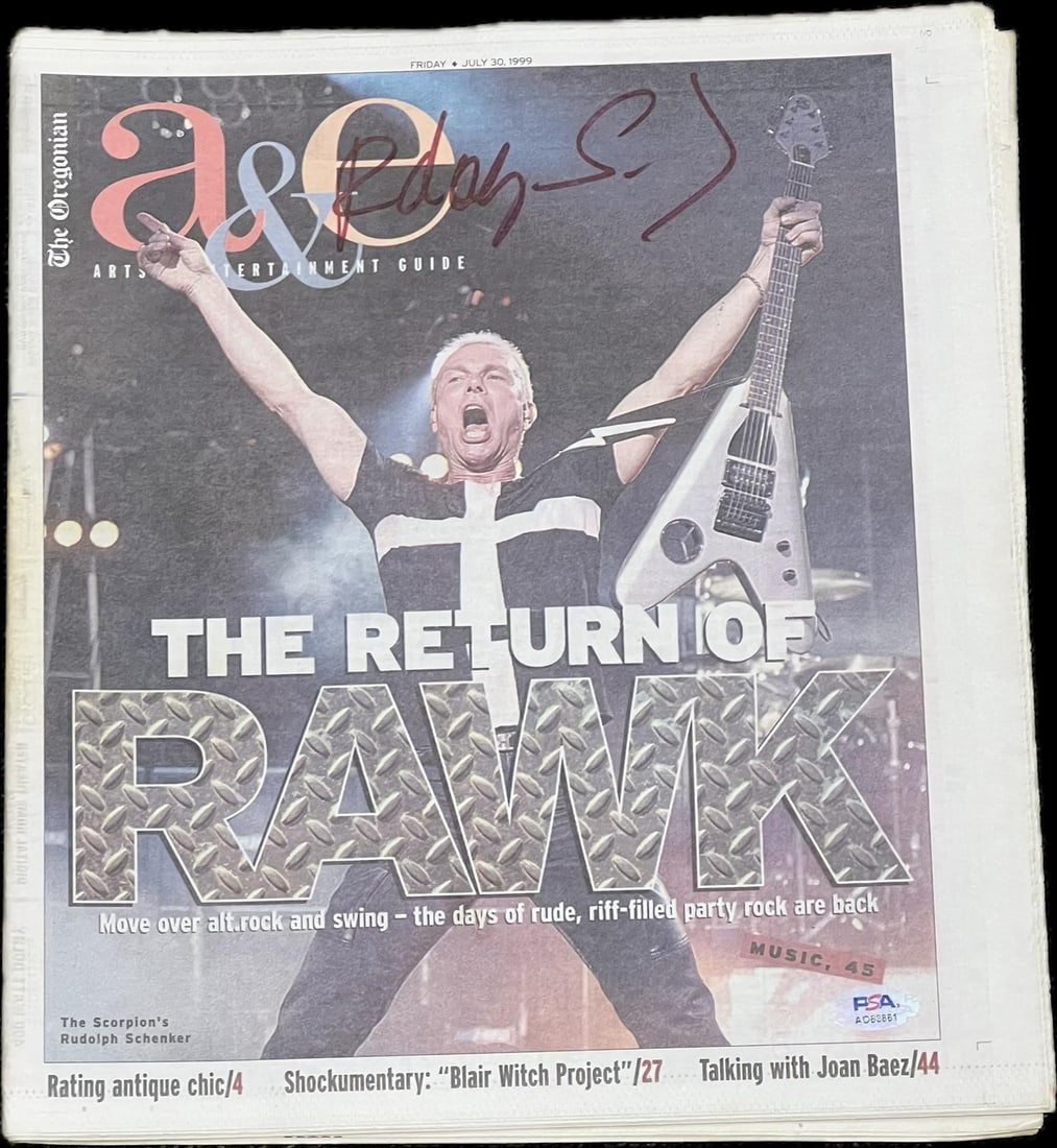 Rudolf Schenker Signed Newspaper PSA Authenticated Scorpions Guitarist (1 of 3)