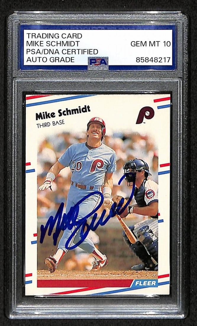 Signed 1988 Fleer 315 Mike Schmidt Phillies HOF PSA DNA Gem 10 (1 of 2)