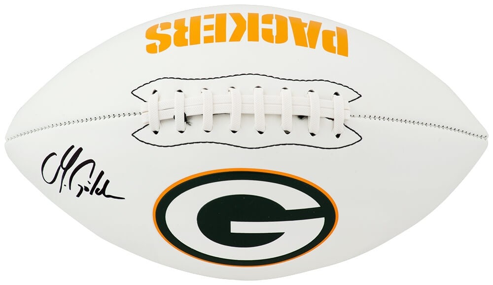 Autographed Franklin White Logo Football Matthew Golden Green Bay Packers: Autographed Franklin White Logo Football Matthew Golden Green Bay Packers Signed Franklin white logo football featuring Matthew Golden and the Green Bay Packers. This pre-owned ball includes a tamper-