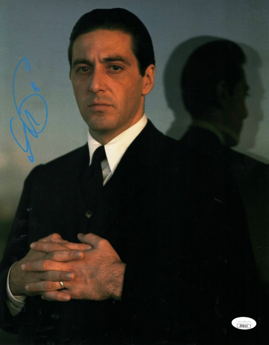 11X14 The Godfather Michael Photo Signed by Al Pacino JSA: 11X14 The Godfather Michael Photo Signed by Al Pacino JSA Original signed 11x14 photograph of Al Pacino as Michael in The Godfather. The autograph is authenticated by James Spence (JSA). Pre-owned con