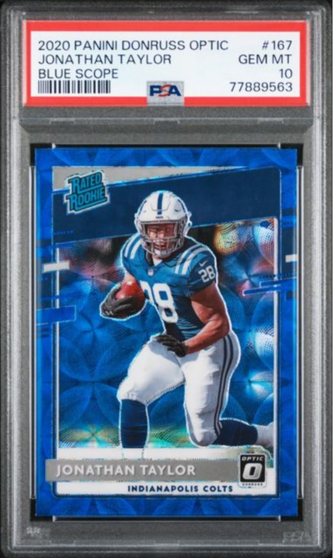 2020 Donruss Optic Jonathan Taylor #167 Blue Scope Rookie Card PSA 10 (1 of 2)