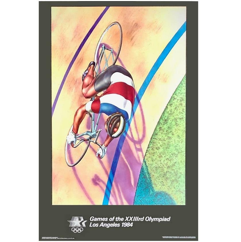 22x34 Inch 1984 Los Angeles Olympic Cycling Poster Vintage Olympiad Collectible (1 of 4)