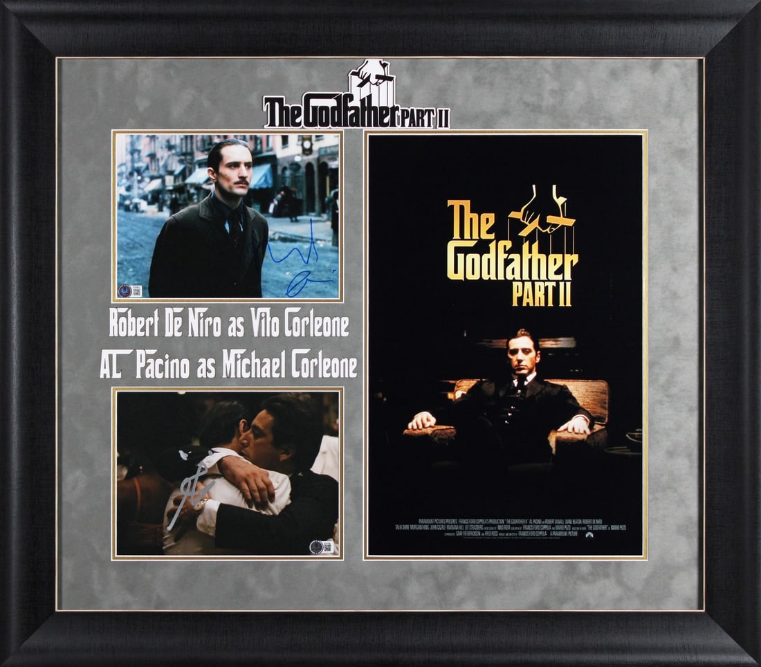 Framed Godfather Part 2 signed photograph by Al Pacino and Robert De Niro BAS (1 of 3)