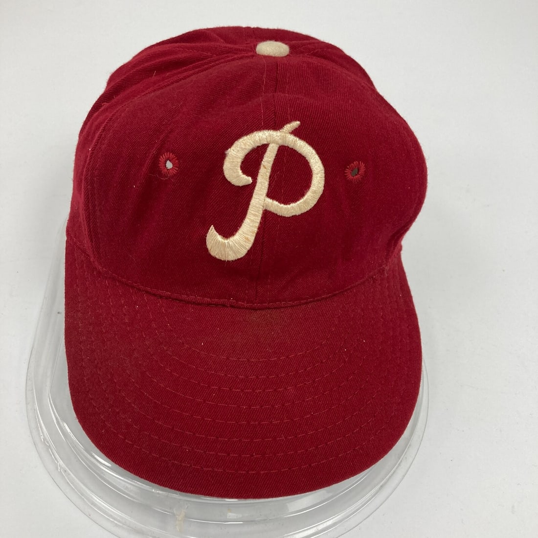 1960s Philadelphia Phillies Game Used Baseball Cap from Miami Marlins Manager: 1960s Philadelphia Phillies Game Used Baseball Cap from Miami Marlins Manager This vintage 1960's Philadelphia Phillies baseball cap is a unique piece of sports memorabilia. Crafted by Wilson, this ca