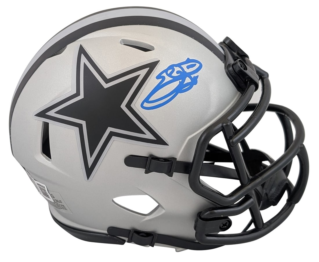 Emmitt Smith Signed Dallas Cowboys Rave Speed Mini Helmet BAS Witnessed (1 of 2)
