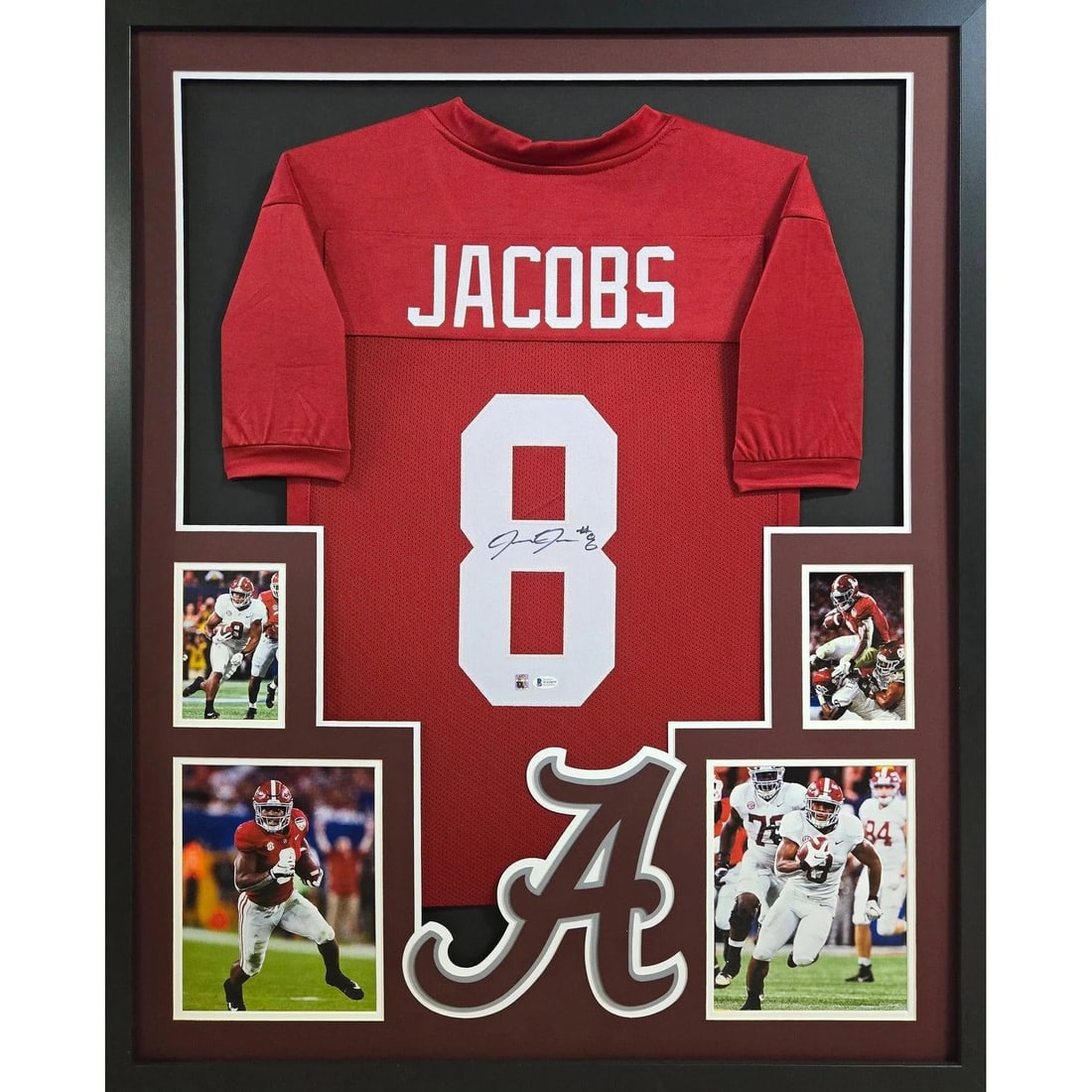 Framed Alabama Jersey Autographed by Josh Jacobs Beckett (1 of 2)