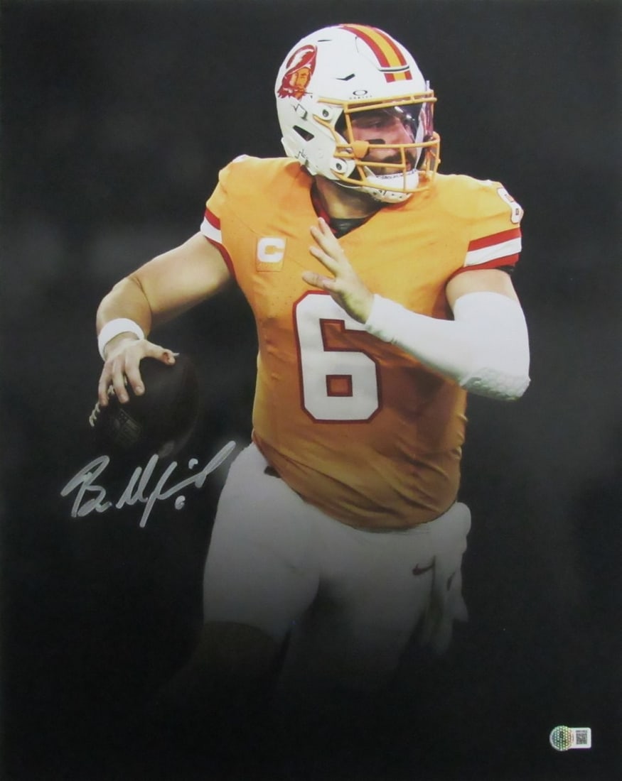 16x20 Signed Photo Baker Mayfield Tampa Bay Buccaneers Beckett Authenticated: 16x20 Signed Photo Baker Mayfield Tampa Bay Buccaneers Beckett Authenticated Showcase your support for Tampa Bay Buccaneers quarterback Baker Mayfield with this autographed 16x20 photo. This original 